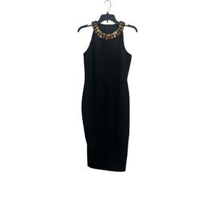 Anne Klein Black Sleeveless Mini Dress Tortoise Shell Detail 4